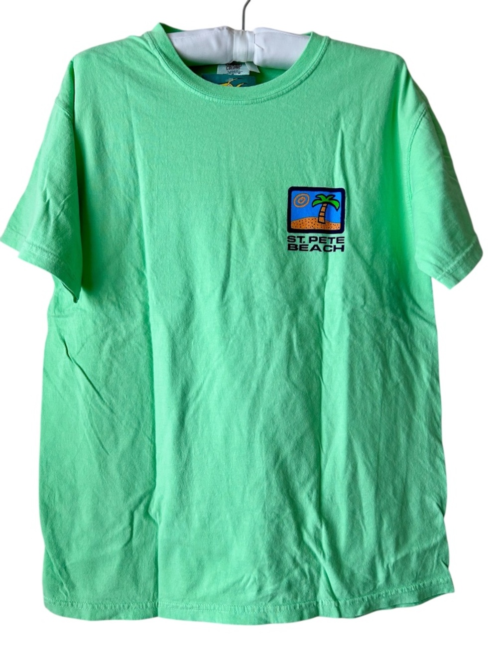 St Pete Beach Florida T-shirt Green Orange Blue Logo Comfort Colors Medium NWT